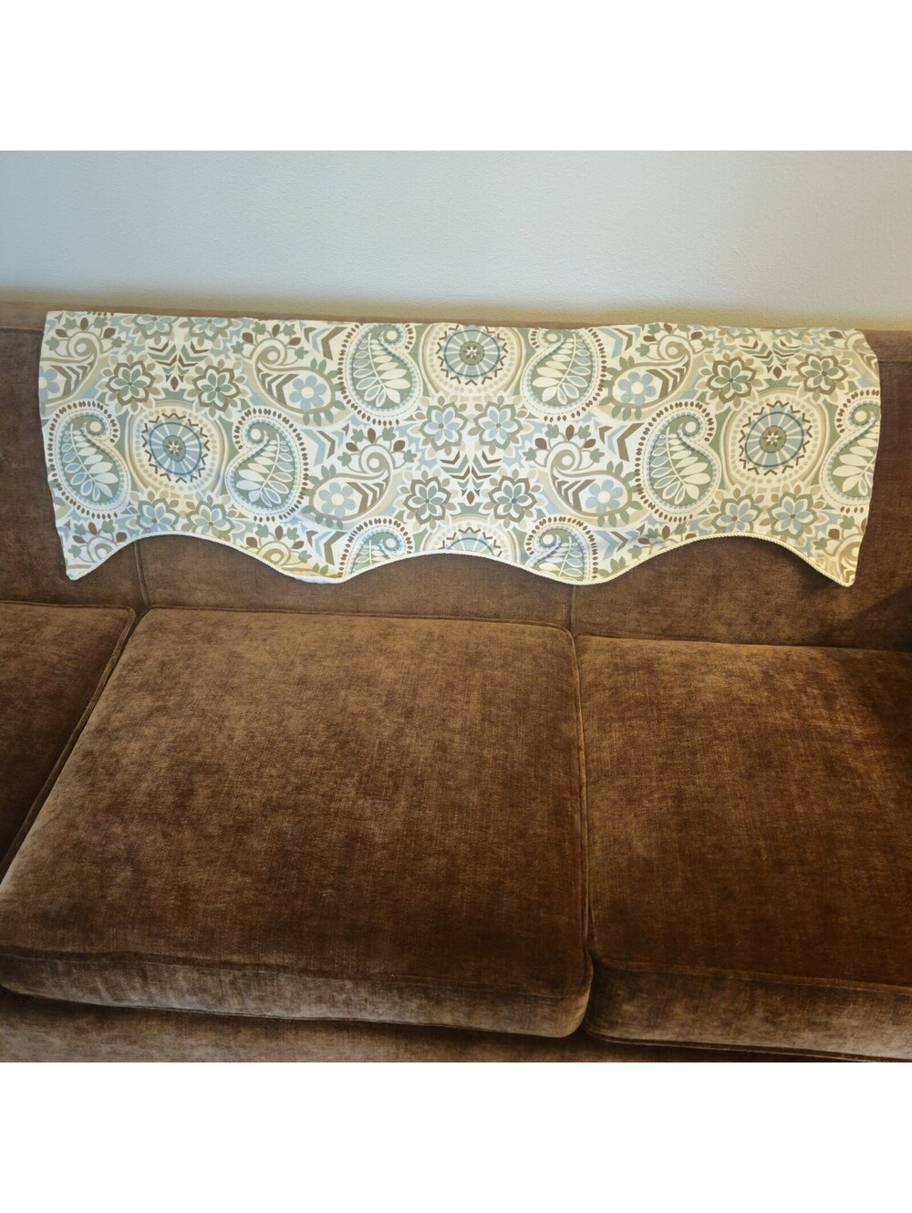 Ellis Curtain~ Paisley Prism ~ Lined Valance, 48.5” X 16.5 Latte